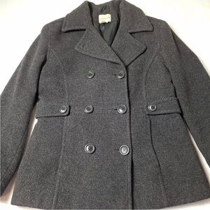 St. John's Bay Gray Pea Coat with Wide Lapel
